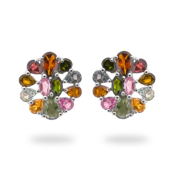 Boucles d'oreilles tourmaline multi couleurs argent Katerina